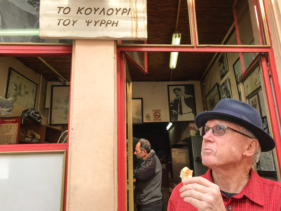 Rich's famous sniffer at work in Athens / If Europe Is Becoming a Theme Park, How’s That Affecting the Food? / Karen McCann / EnjoyLivingAbroad.com