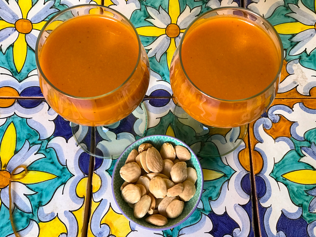 Gazpacho / Cold soup Seville, Spain / Mediterranean Comfort Food / Karen McCann / EnjoyLivingAbroad.com