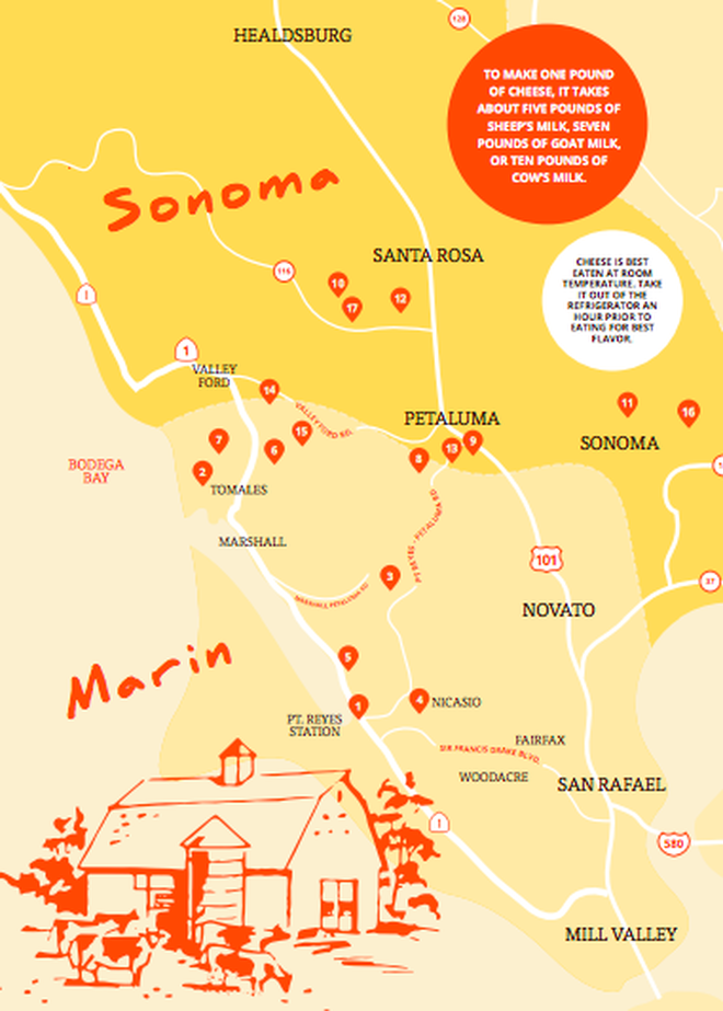 Road map detail / The New California Cheese Trail / Karen McCann / EnjoyLivingAbroad.com